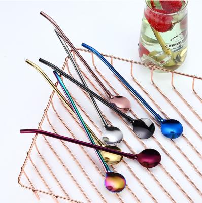 China 2019 new arrival reusable disposable food grade stainless steel drinking straw with spoon yerba mate straw wholesale for sale