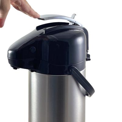 China Large 2.2L/2.5L/3.0L PORTABLE Double Wall Stainless Steel Vacuum Lever Coffee Thermos Pump Airpot Coffee Compressor Thermal Pot for sale