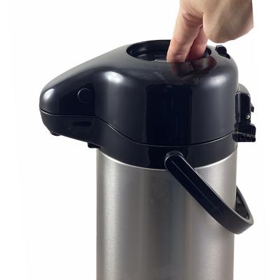 China PORTABLE DOUBLE SS COATING thermos STAINLESS STEEL coffee and tea Airpot pump hot water bottle with hand pressing pump lid 2.2L/2.5L/3.0L for sale