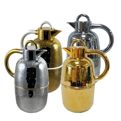 China PORTABLE Gold Plated Thermal Coffee Dallah Carafe SS Carafe Arabic Arabic Style European Gold Teapot 1.0L/1000ml for sale