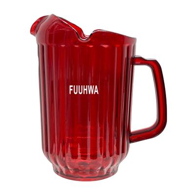 China CLASSIC 64 oz. Clear Plastic Three Spout Design Water Pitcher Juice Pitcher Water Jug With Handle Customized Logo 64 Ounce for sale