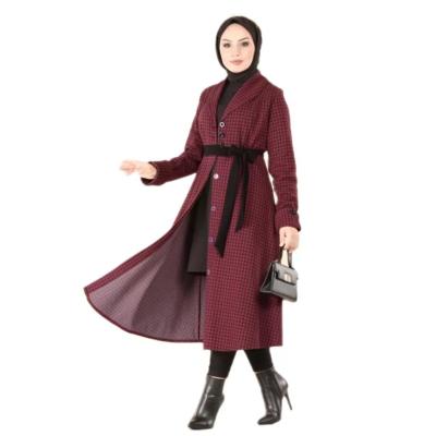 China D0022 Wholesale Women's Middle East Arabia Muslim Islamic Lady's Wear Casual Jacket Elegant Custom Made Turkish Plaid Modest Coat for sale