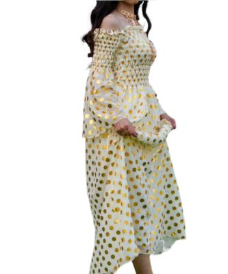 China Dubai Turkey Breathable Modest Islam Style D0038 Muslim Sequined Polka Dot A Line Saudi Arabian Low Dress Long Dress Skirt Moq Hot Selling Custom for sale