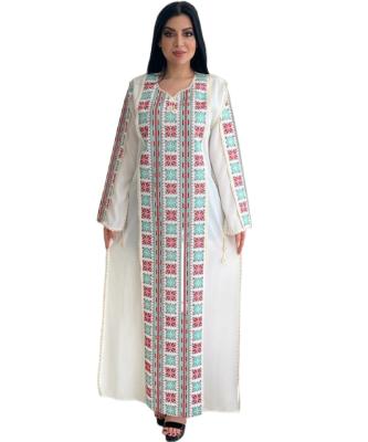 China D0035 Dubai Tutkish Breathable Luxury Embroider Traditional Arabic Silk Muslim Moroccan Solid Jibab Plus Abaya Robe Low Waist Long Robe Moq Custom for sale