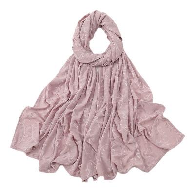 China New Style Ribbon W0013 Polyester Jacquard Polyester Scarf W0013 Solid Color Muslim Hijab Hot Sale Dubai Women Long Saudi Shawl for sale