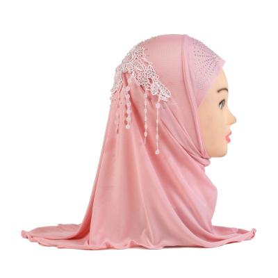 China Hot Sale Tudung Kids Hijab B0004 2023 Malaysia Hijab Shawls Chiffon Muslim Instant Girl Children Hat Kids Scarf for sale