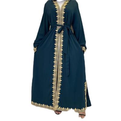 China S0010 Middle East Turkey Fashion Women Fashion Women Embroidery Abaya Kaftan Kaftan Long Dress Muslim Islamic Actions Bottom Dress Breathable Solid Moq for sale