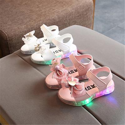 China New Lightweight Fashion Luxury Kids Shoes Girls Ladies Flat Bowknot Sandals Lighted Shoes for sale