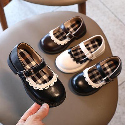 China 2021 anti-slip spring and new autumn children's Mary Jane shoes fashion cute girls shoes lace up small soft bottom increased leather shoes for sale