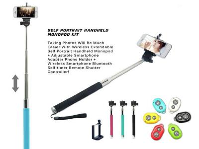 中国 3in1 携帯電話のアンドロイド/iPhone のためのシャッター解放が付いている手持ち型の Monopod のキットの三脚 販売のため