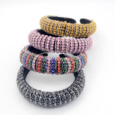 China Luxury Fashion Crystal Retro Diamond Shinny Big Rhinestone Headbands For Women for sale