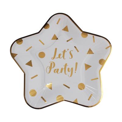 China Rose Gold Decorative Disposable Plate Dinner Tea Party Dessert Birthday Cake Tableware Disposable Paper Set for sale