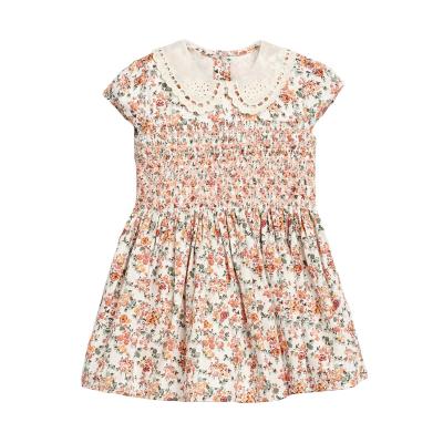 China Boutique Casual 100% Cotton Kids Floral Summer Dresses Short Sleeve Dress Baby Forcks for sale