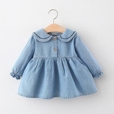 China New Fashion Infant Girls Spring Autumn Long Sleeve Casual Denim One-Piece Dress Casual Jeans Dress For Kids for sale