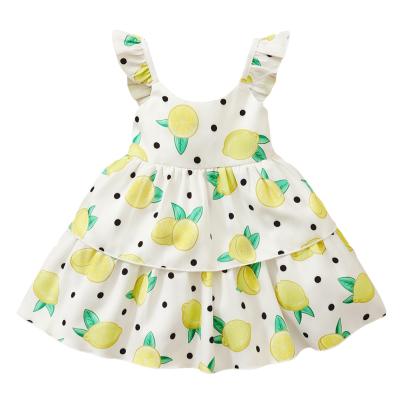 China Latest Design Casual Wholesale Summer Lovely Fruit Print Kids Casual Clothing Dress Baby Dress for sale