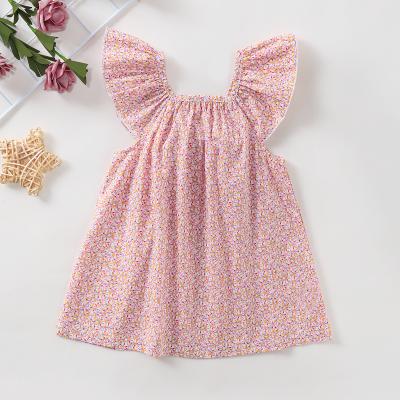 China 2021 New High Quality Wholesale 100% Cotton Toddler Girl Sling Washable Set Girl's Pink Dress for sale