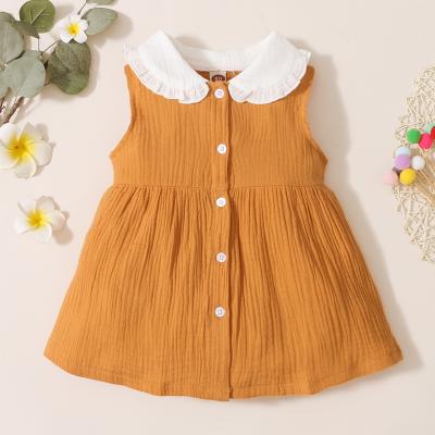 China 2021 new summer washable girls' dress girls' dress orange lovely children's style foreign skirt for sale