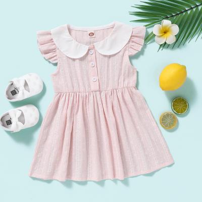 China High Quality Breathable Kids Dress Ruffle Shoulder Casual Dress Flower Pinafore Floral Party Baby's Dresses for sale