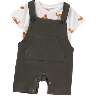 China 2021 summer new casual boys' shirt + suspender pants set children's two-piece suit for sale