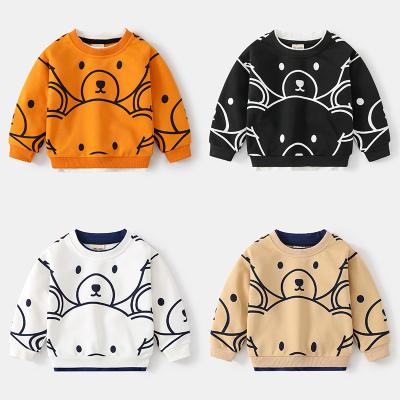 China Anti-wrinkle spring autumn kids oversized 100%cotton hoodies pullover tops solid color baby boy sweatshirt girl hoodies for sale