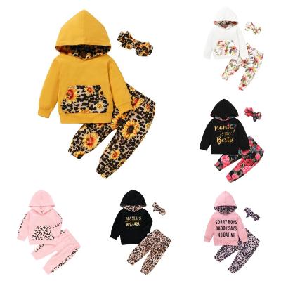 China New Design Anti-Wrinkle Drop Children's New Design Anti-Wrinkle Kids Toddler Kids Hoodies Sweatshirts Ankle-Length Sets Cotton Leopard Long Pants for sale