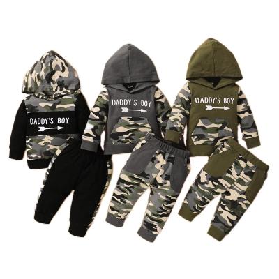 China Winter Anti-wrinkle Children Clothing Custom Print Two-Piece Sweatshirt Hoodies Set Camouflage Hoodie for sale