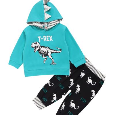 China 2021 New Formal Children's Wear Cartoon T-shirt Two-piece Boy Clothes Cute Dinosaur Hoodie Costume for sale