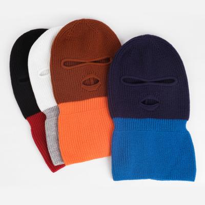 China JOINT Custom Logo 100%Acrylic Knitted Neon Women's Ski Mask 3 Hole Balaclava Hat for sale