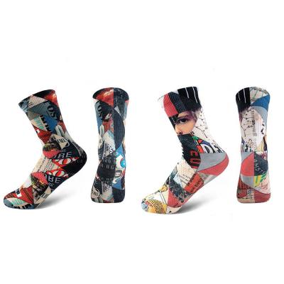 China Wholesale QUICK DRY Sublimated Print Socks Sports Mens Polyester Compression Custom Printed Mens Socks for sale