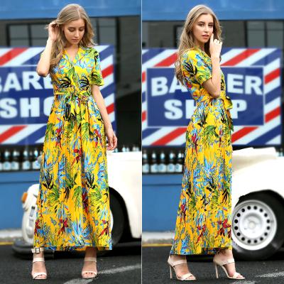 China Long New Floral Luxury Elegant Casual Dresses Designer Ladies Maxi Dress Viable Clothing for sale