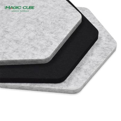 China Customizable Hexagon PET Polyester Acoustic Panel Black For Office Use for sale