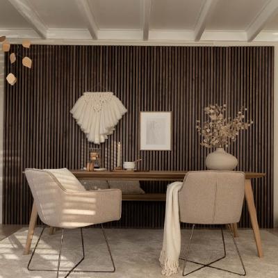 China Wooden Slats Wall MDF Wood Veneer Pet Acoustic Panel for Office Building Wall Covering for sale