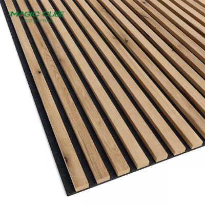 China Modern Design Melamine Finish Acoustic Slat Wall Panels For Sound Absorbing Solutions for sale