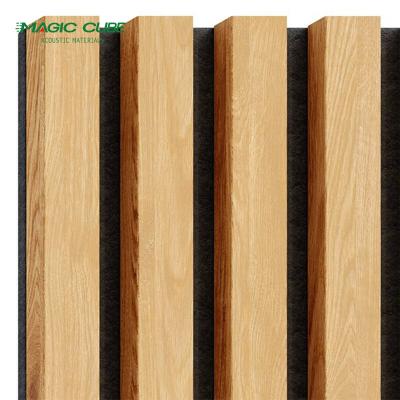 China Flame Retardant E1 MDF Wood Veneer Slat Panels Dustproof for bedroom for sale