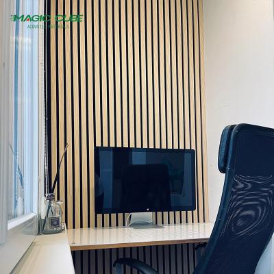 China Akupanel Oak Slat on Black Acoustic Felt 9mm/12mm Sound Absorption Acoustic Panel for sale