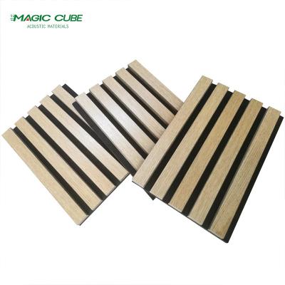 China Modern Design Style 26kg/pcs Acoustic Wood Veneer MDF Slatted Panel for Polyester Backing for sale