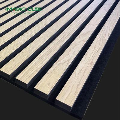 China 9mm/12mm Polyester Thickness Decorative Wooden Slats for Modern Edge to Edge Panels for sale