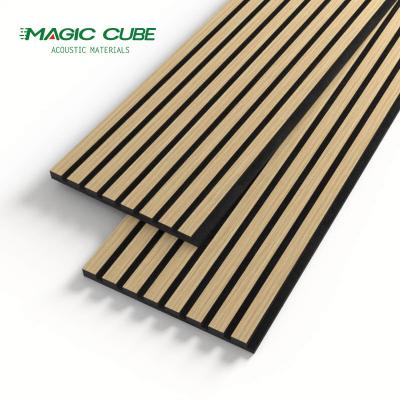 China Modern Sound Absorption Decorative Slatted Wood Veneer Acoustic Panel for Interior Wall and Ceiling for sale