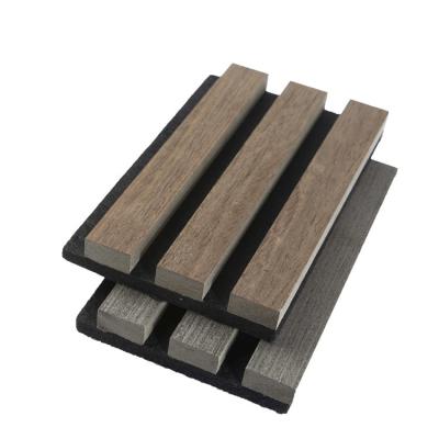 China 13 mm MDF 9 mm PET Akustik-Slat-Wandplatte mit einfacher Schraubeninstallation zu verkaufen