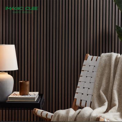 China Home Theater Modern Slat Wall Acoustic Panel Mdf Wood Slat PET With wood Veneer for sale