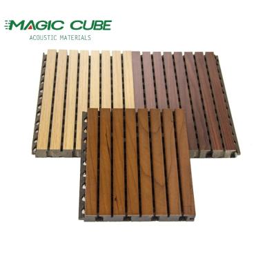 China Factory Direct Supply wood grooved  Slat Wooden Timber MDF Core acoustic panel For Auditorium en venta