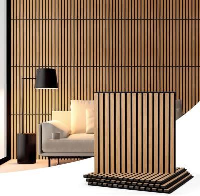 China Noise Reduction MDF Board Wood Slat Acoustic Panel With PET Panel Backing en venta