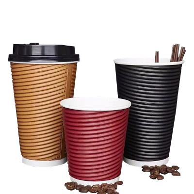 China Chinese Classical Biodegradable Ripple Disposable Coffee Cups Disposable Free Sample Of Cups With Lid for sale