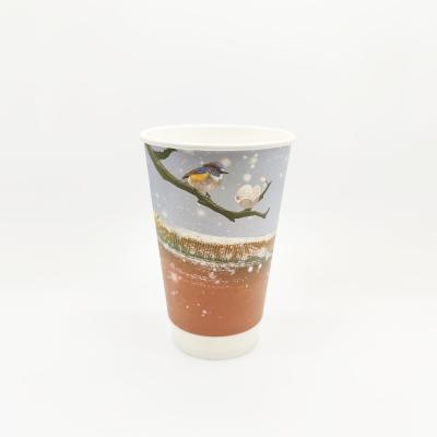 China Chinese Style Disposable Eco-friendly Double Wall Paper Cup For Cold Or Hot Drink for sale