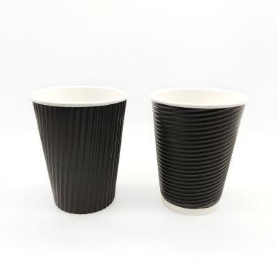 China Factory Price Disposable Coffee Cup Ripple Disposable Paper Wall Ripple Wallpaper Cup Coffee for sale