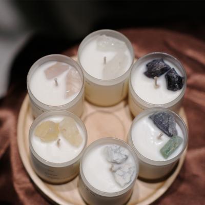 China Birthdays Wholesale Luxury Healing Energy Crystal Essential Oil Soy Scented Candle for sale