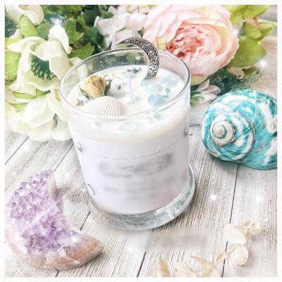 China Birthdays Wholesale Custom Natural Luxury Private Label Aroma Oil Fragrance Soy Crystal Candles With Stones for sale