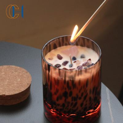 China Birthdays Customized Private Label Home Handmade Crystal Scented Luxury Manifestation Candles Decorations Soy Wax Candles With Crystals for sale