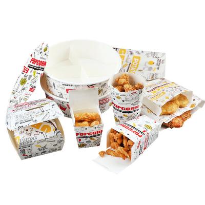 China Hot Selling Disposable Take Out Fast Food Packaging Paper Boxes Fried Chicken Packaging Box for sale