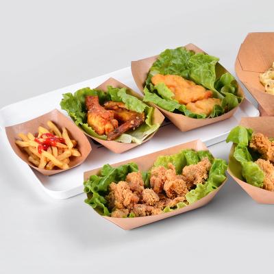 China Disposable Disposable Kraft Paper Boat Boxes Hot Dog Boats Paper Boat Food for sale